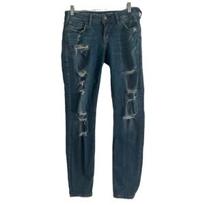 Silver Jeans Co. Woman’s Suki Skinny Low Rise Dark Wash Distressed Jeans-Size 28